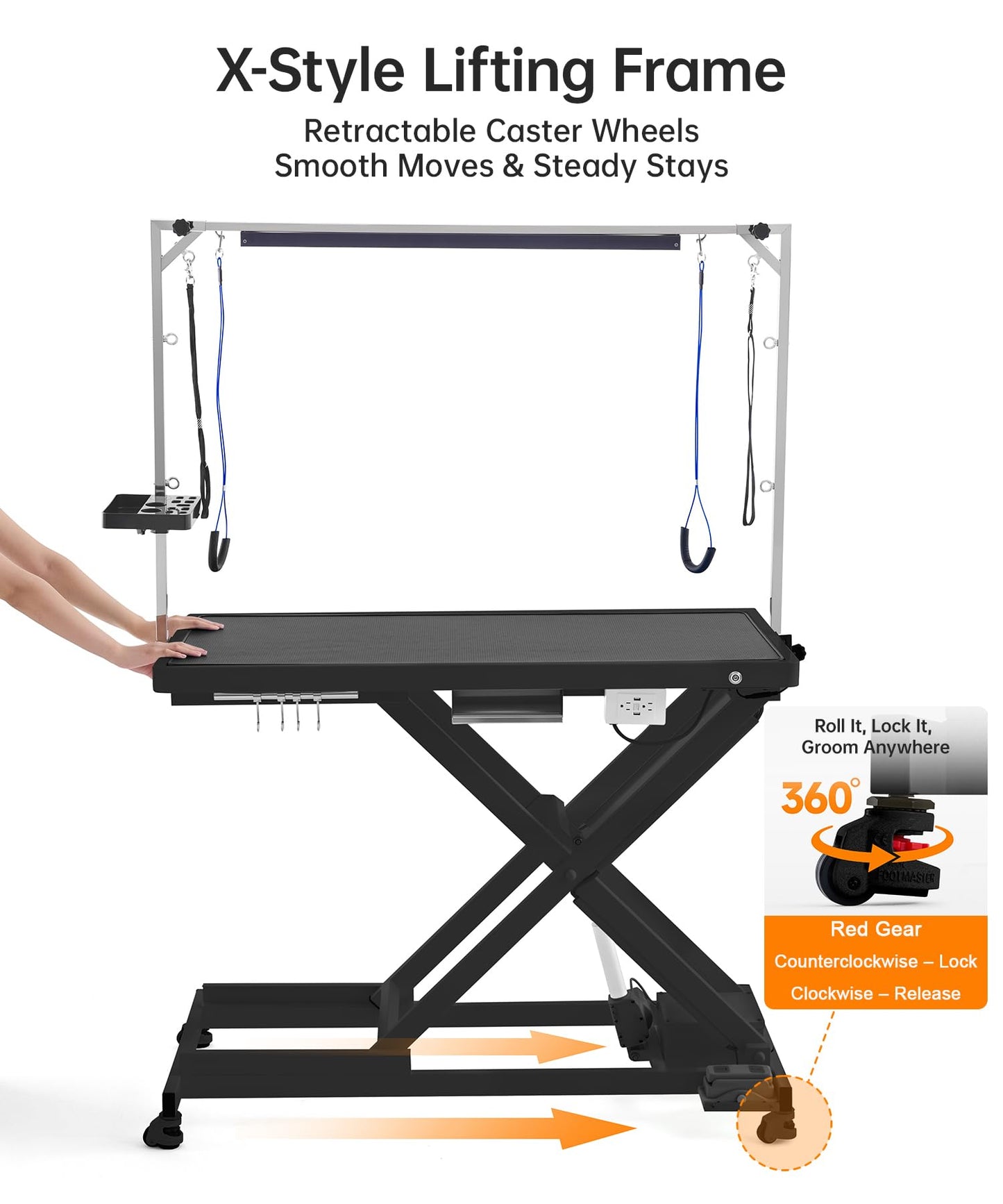 Polimo – Elektrisk hundefrisørbord med LED og høydekontroll