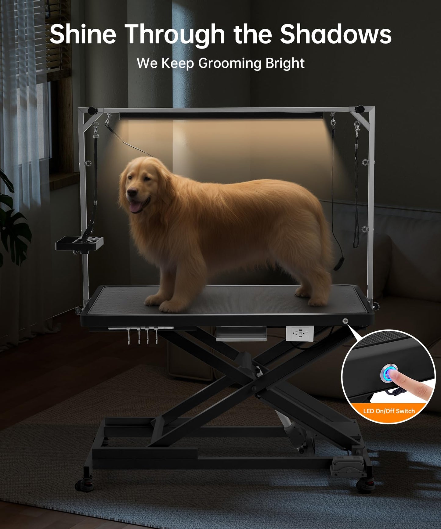 Polimo – Elektrisk hundefrisørbord med LED og høydekontroll