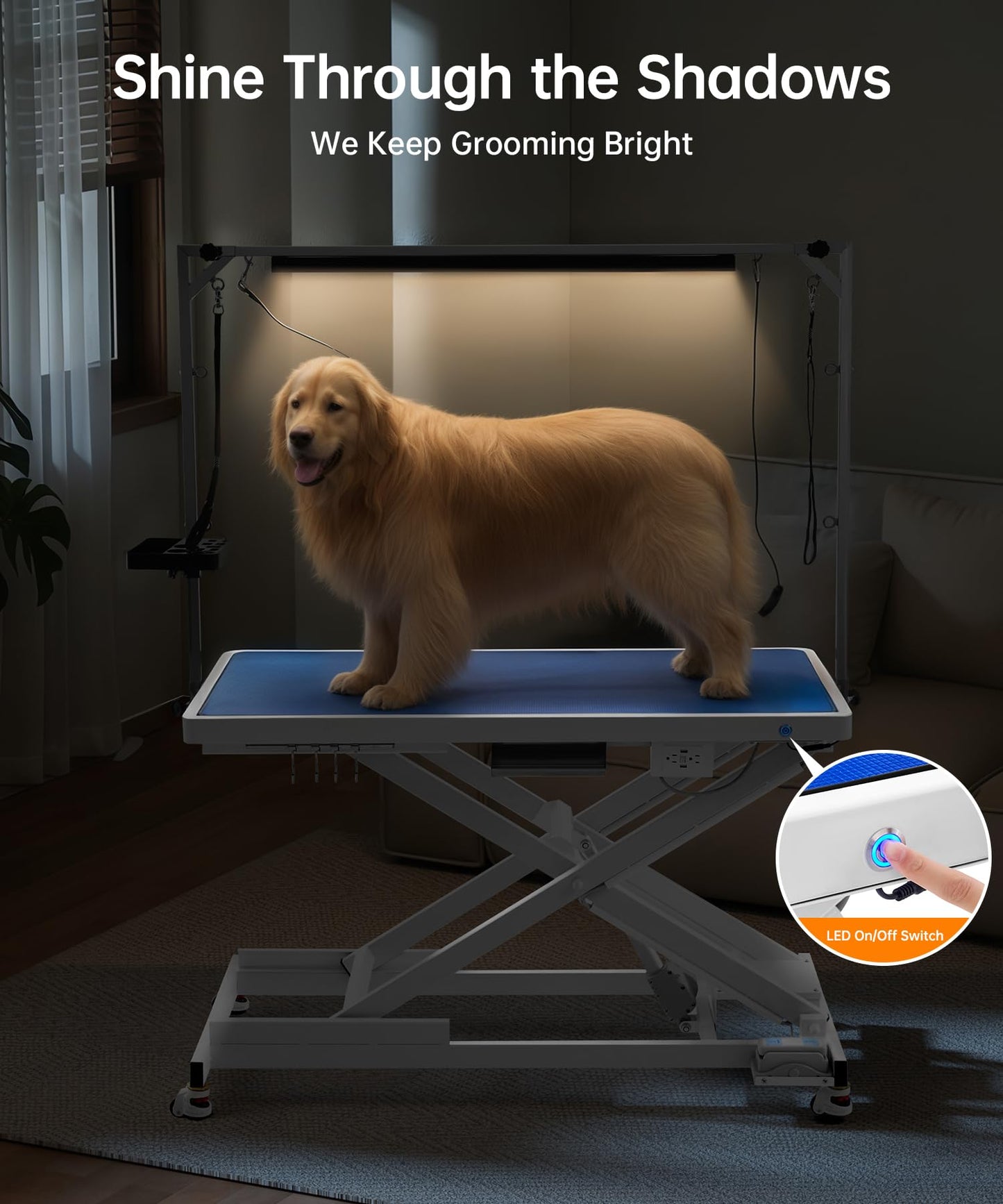 Polimo – Elektrisk hundefrisørbord med LED og høydekontroll